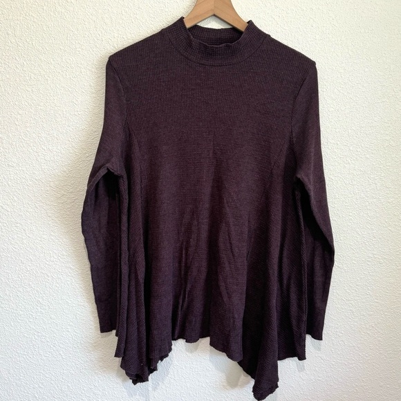 Anthropologie T.La Women's Large Purple Waffle Knit Lagenlook Sweater Flowy - Picture 1 of 9